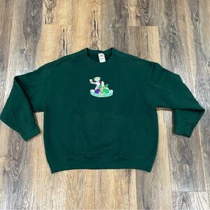 VTG Endymion Sweatshirt XXL Green Crewneck Embroidered Mardi Gras Fleur de Lis